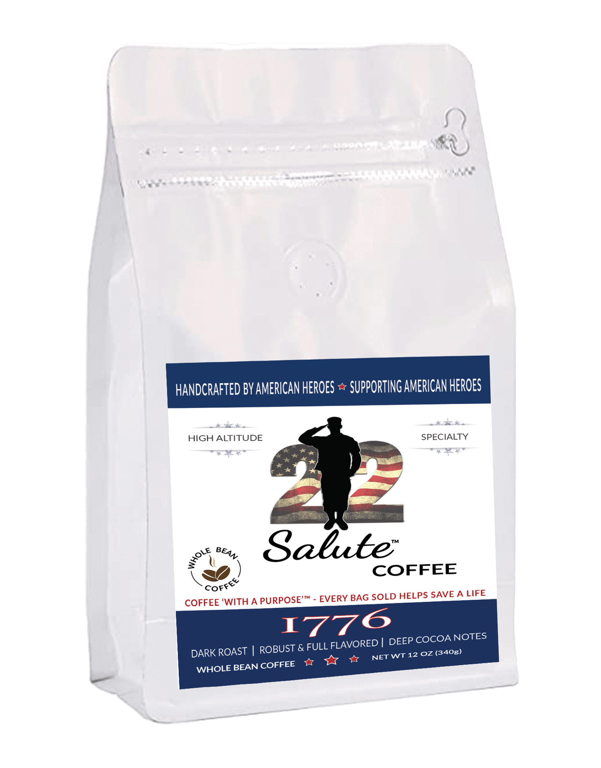 22 Salute Spirits & Coffee 1776 Dark Roast Blend Whole Bean - 12oz