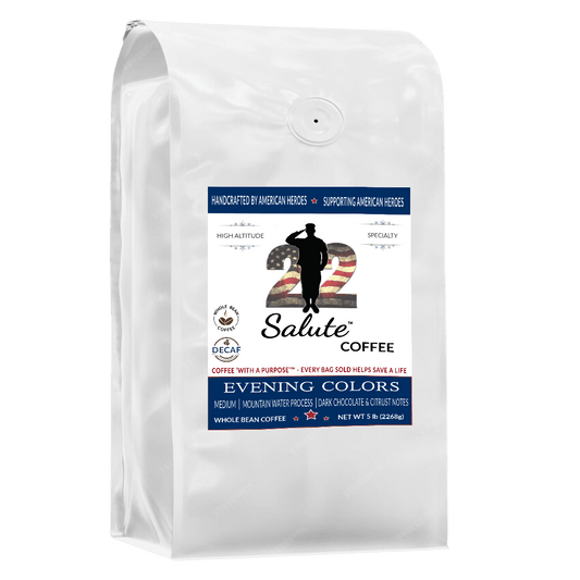 22 Salute Spirits & Coffee Evening Colors Decaf Blend Whole Bean - 5lb