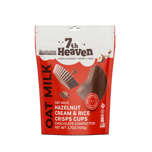 7th Heaven Chocolate 3.7oz Oat Milk Chocolate Cups; Hazelnut Cream & Rice Crisps