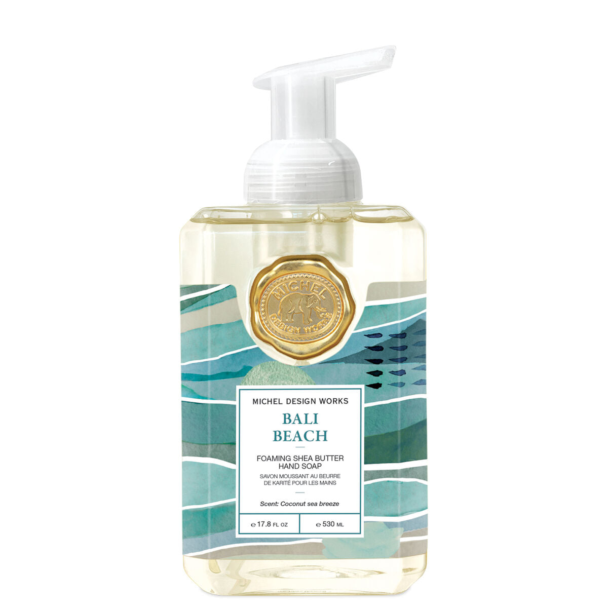 Michel Design Works Bali Beach foaming hand soap in a 17.8 oz decorated dispenser