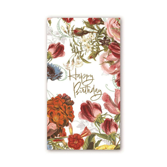 Michel Design Works Happy Birthday hostess napkins, soft floral birthday design