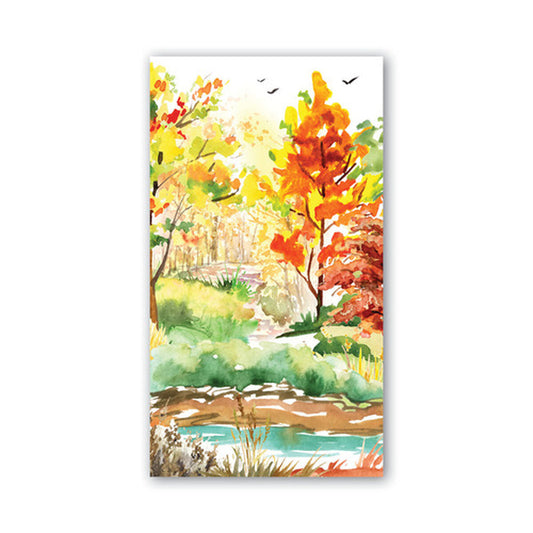 Michel Design Works Orchard Breeze hostess napkins with colourful fall foliage design
