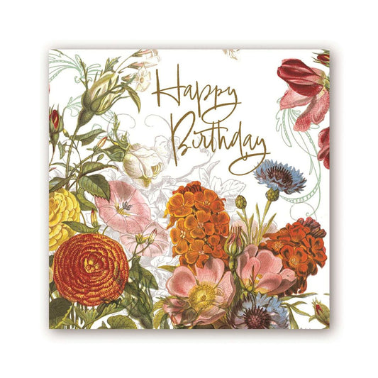 Michel Design Works Happy Birthday cocktail napkins, soft floral birthday design