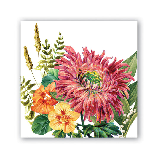 Michel Design Works Dahlias cocktail napkins, bright dahlia floral print