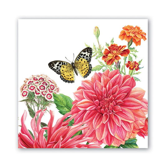 Michel Design Works Dahlias luncheon napkins, bright dahlia floral print
