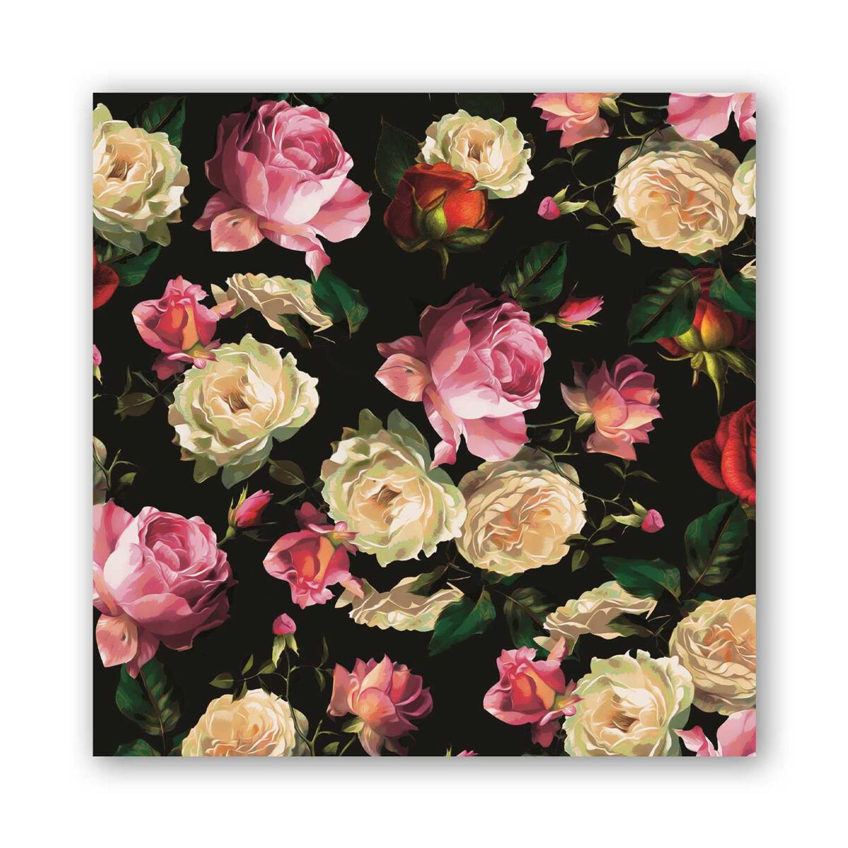 Michel Design Works Midnight Rose luncheon napkins, dark rose floral print