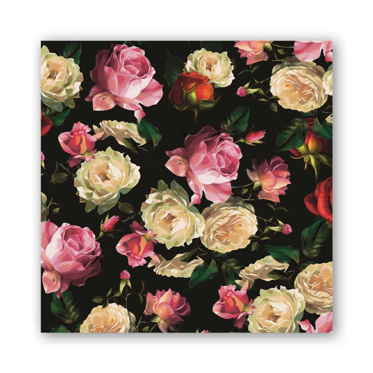 Michel Design Works Midnight Rose luncheon napkins, dark rose floral print