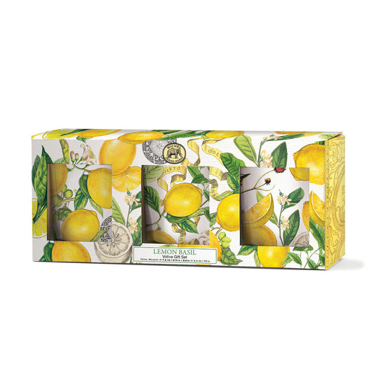 Michel Design Works Lemon Basil votive candle gift set in a presentation box