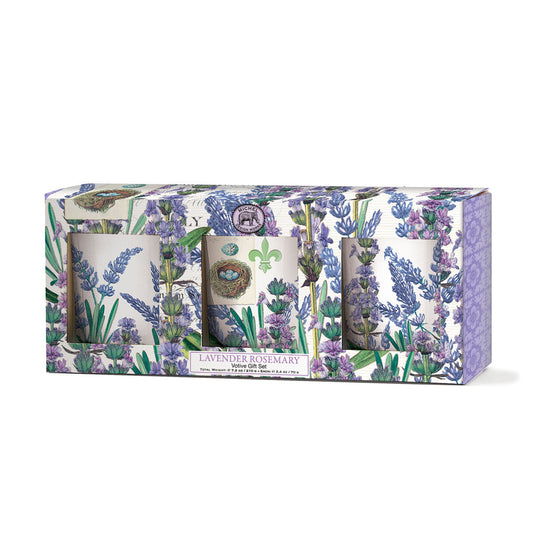 Michel Design Works Lavender Rosemary votive candle gift set in a gift box
