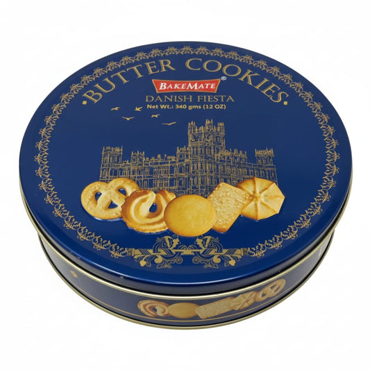 Aiva Products Bakemate Assorted Butter Cookies Tin, Traditional Danish Fiesta Holida