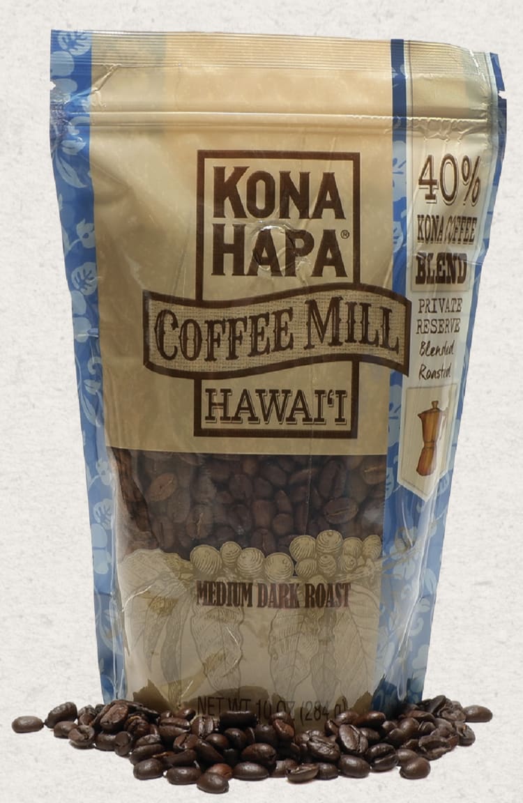 Aloha Farms Hawaii KONA Coffees - 10 oz, 40% "HAPA" Blend - Medium Roasted - Ground