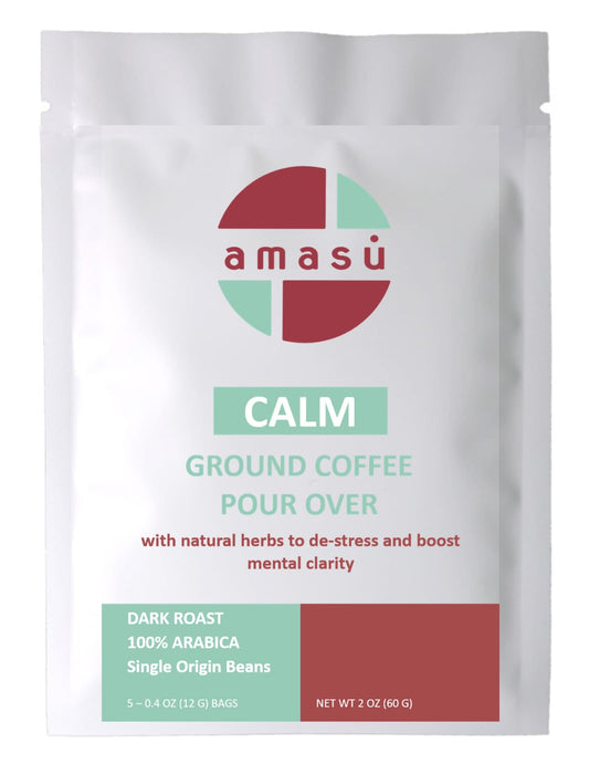 Amasu Calm - Organic Herbal Ground Coffee - 5 Single Serve Pour Over