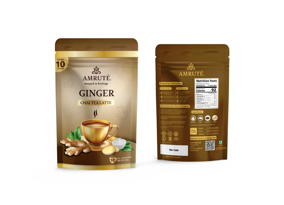 Amruté Amruté Chai Tea Latte(10ct Single Serves) - Ginger