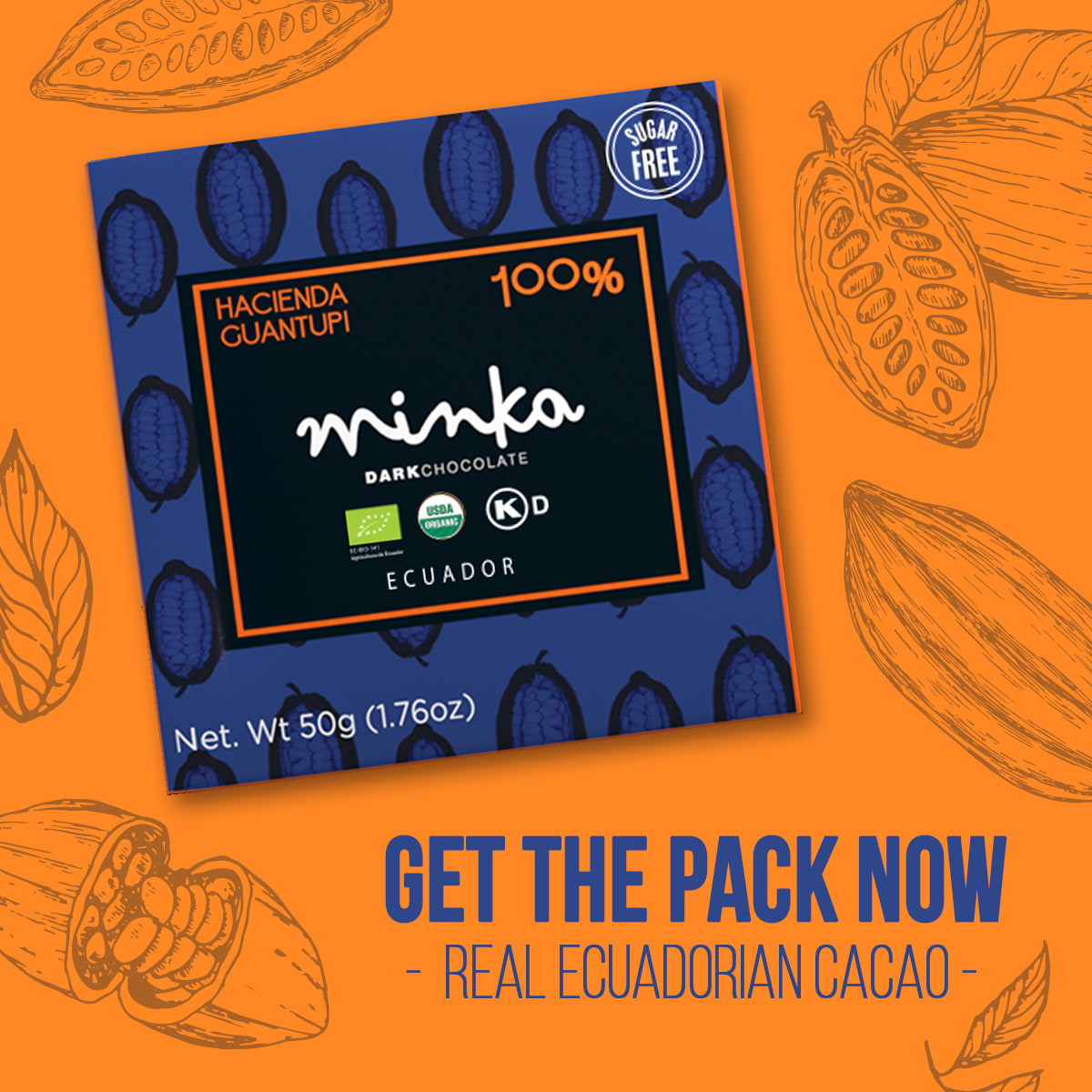 Organic Dark Chocolate Bar 100% Guantupi Farm - Single Origin Collection