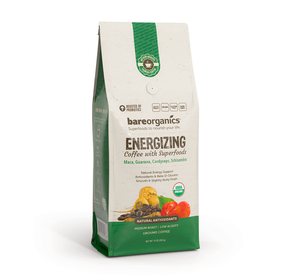 BareOrganics Bagged Coffee with Superfoods - Energizing