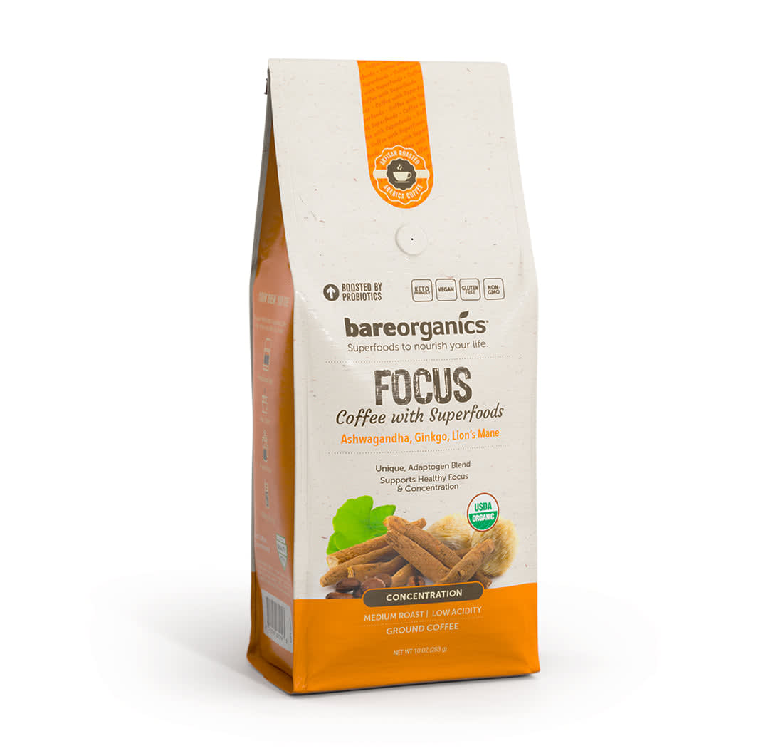 BareOrganics Bagged Coffee with Superfoods - Focus