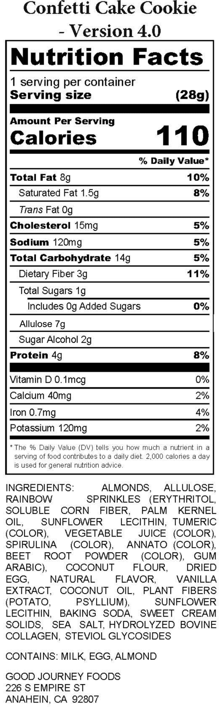 Zero Added Sugar Cookies | Gluten Free, Low Glycemic F10153