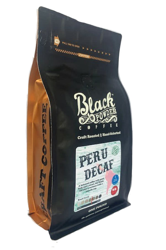 Black Powder Coffee Decaf - Swiss Water Processed Single Origin - Whole Bean - Peru - Natu