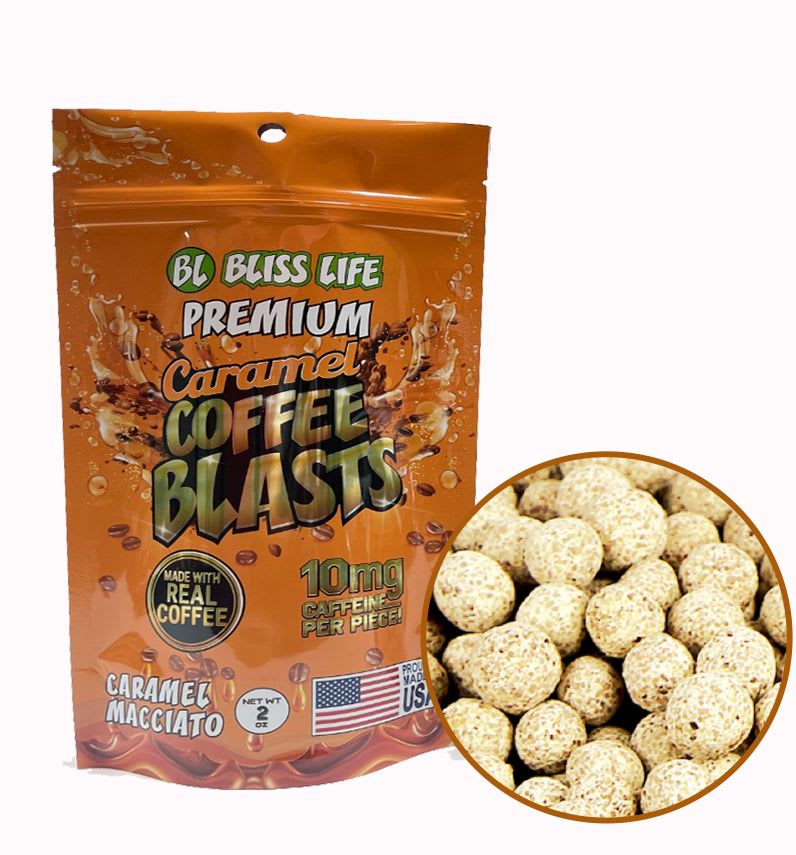 Bliss Life Caramel Coffee Blasts - Made with REAL Coffee - 10mg per piece - Caram