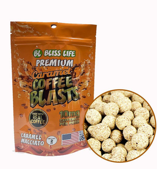 Bliss Life Caramel Coffee Blasts - Made with REAL Coffee - 10mg per piece - Caram
