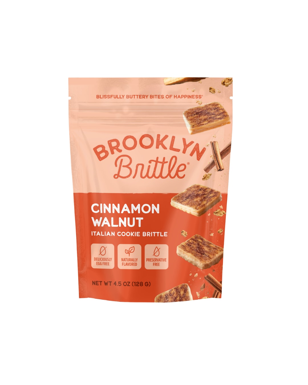 Brooklyn Brittle Italian Cookie Brittle - Pouch Bag , Cinnamon Walnut