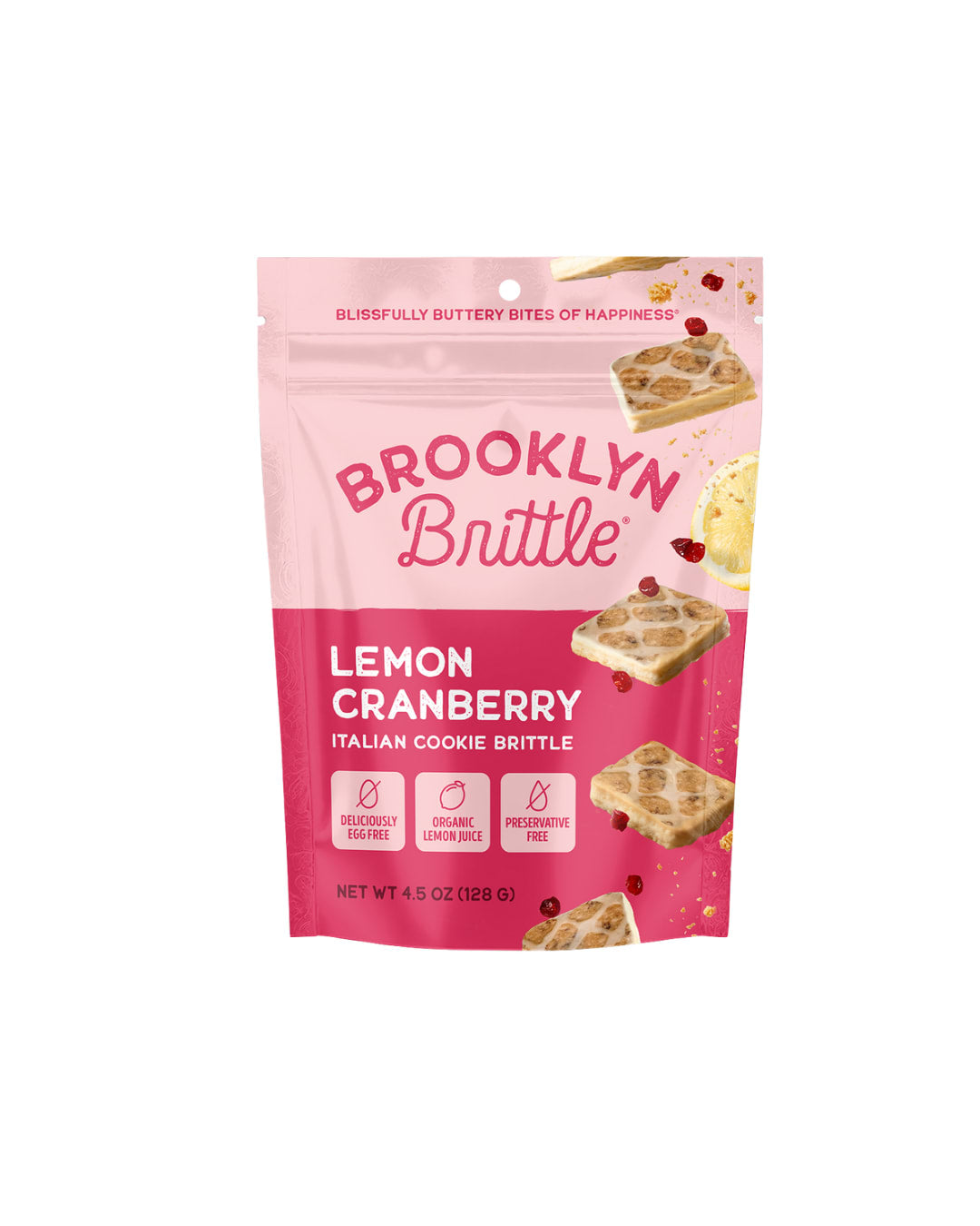 Brooklyn Brittle Italian Cookie Brittle - Pouch Bag , Lemon Cranberry