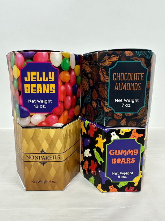 Bucks County Snack Foods Jelly Beans, Gummy Bears, Chocolate Covered Almonds, Nonpareils Assort