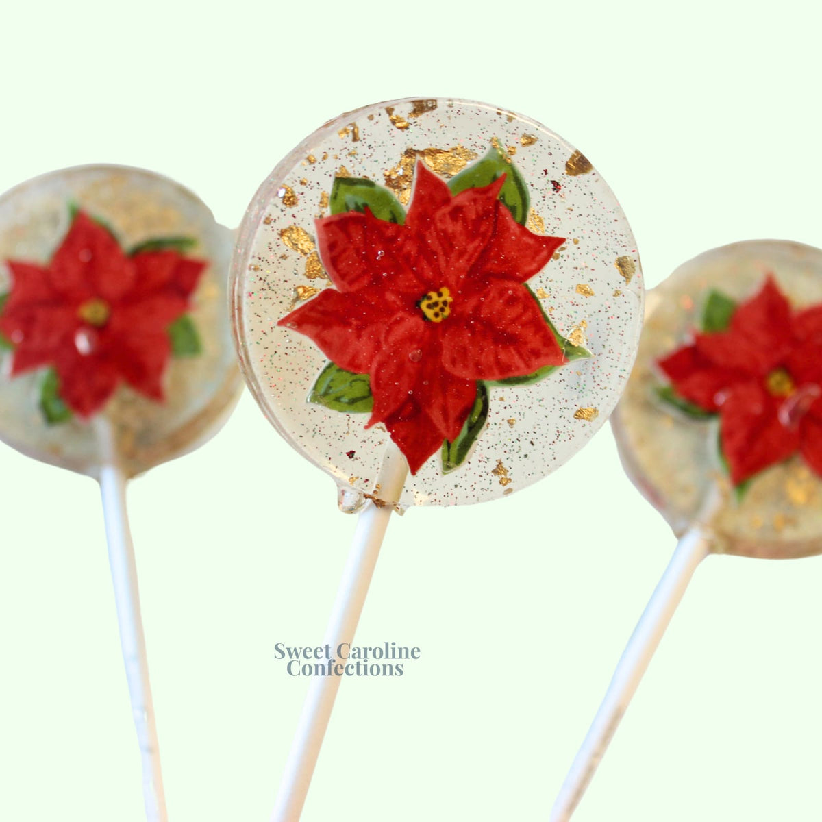 Poinsettia Lollipops, Black Cherry Flavor, 10/Case-VEGAN 00072