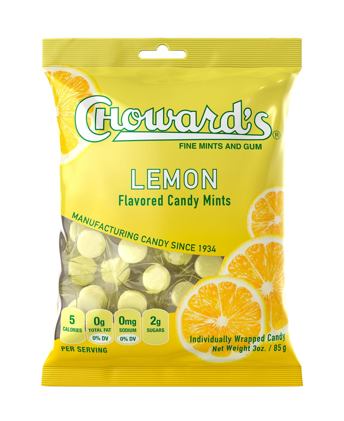 C. Howard Company Candy Mints 3oz Peg Bag - Lemon