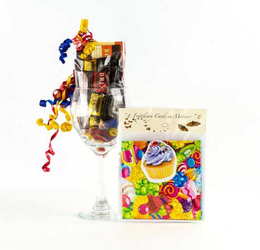 Chandelier Cards BIRTHDAY PARTY CELEBRATION GLASS GIFT SET