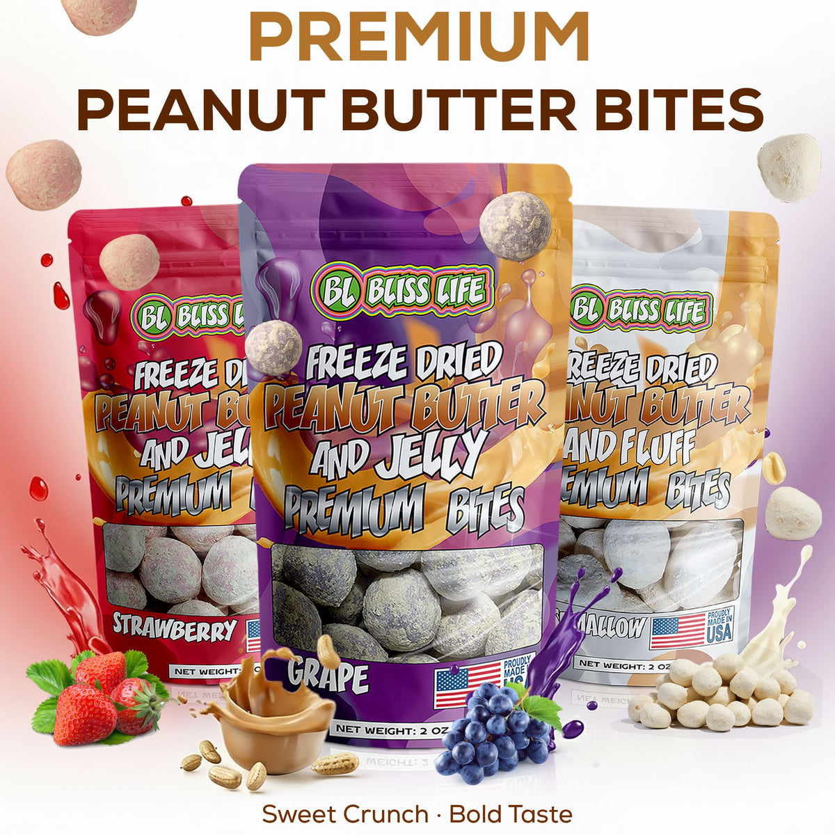 PB&J Premium Bites - Premium Freeze Dried PB&J Candy 30ctpbjgrape