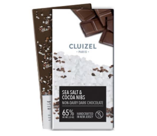 Cluizel Chocolatier Sea Salt & Cocoa Nibs Non-Dairy Dark Chocolate Bar