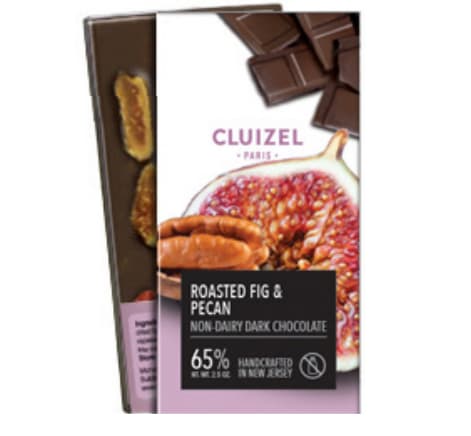 Cluizel Chocolatier Roasted Fig & Pecan Non-Dairy Dark Chocolate Bar