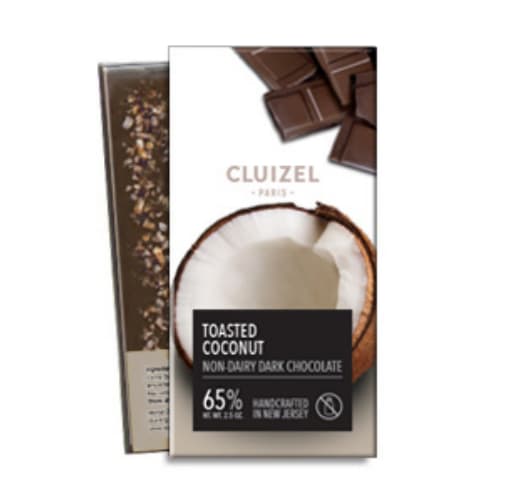 Cluizel Chocolatier Toasted Coconut Non-Dairy Dark Chocolate Bar