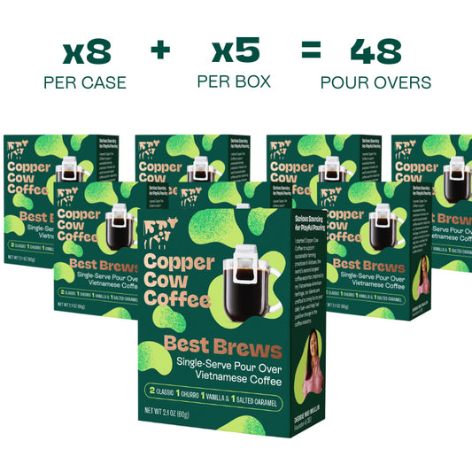 Copper Cow Coffee Coffee Pour Over Kit - Coffee - Best Brews (5ct) I 8 Pack