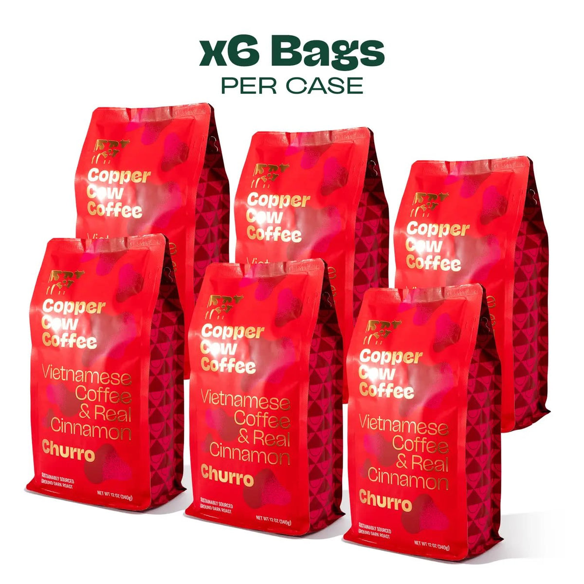 Copper Cow Coffee Ground Coffee | 12oz Bags - Churro