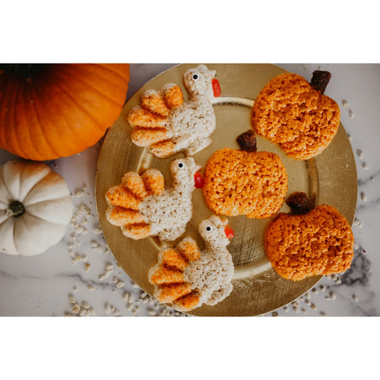 Creative Crispies Co Fall Turkey and Pumpkin Rice Crispie Treats