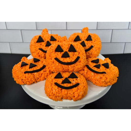 Creative Crispies Co Halloween Pumpkin Jack O' Lantern Rice Crispie Treats