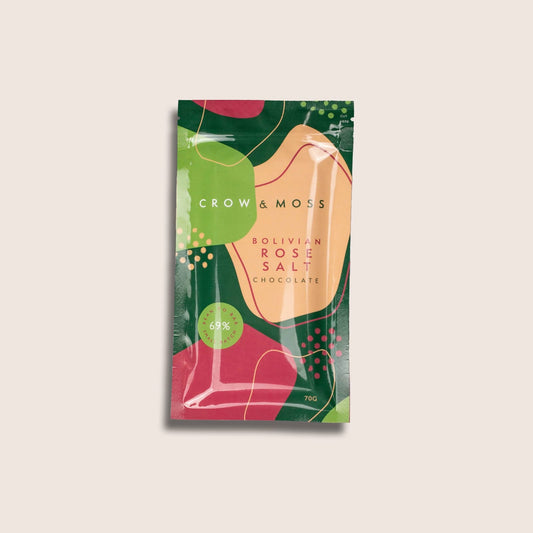 Crow & Moss Chocolate Bolivian Rose Salt 67% Chocolate Bar