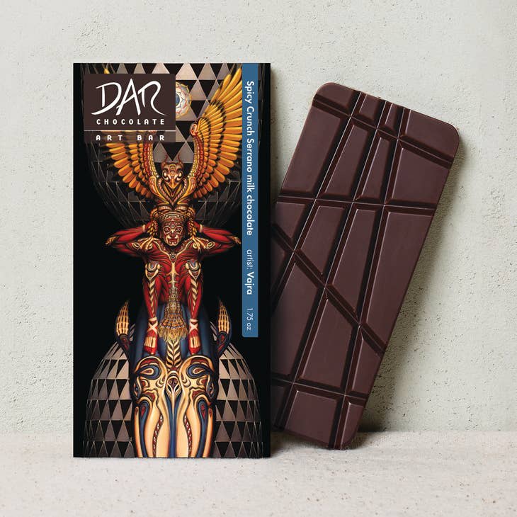 DAR Chocolate ArtBar - Crunchy Serrano Milk Chocolate Bar 55% Cacao