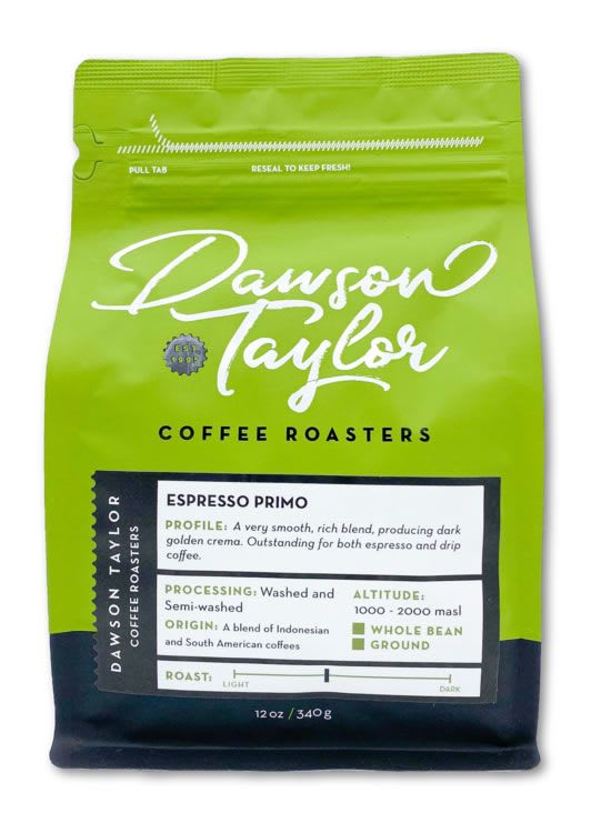 Dawson Taylor Coffee Roasters Signature Blends and Roasts - Espresso Primo