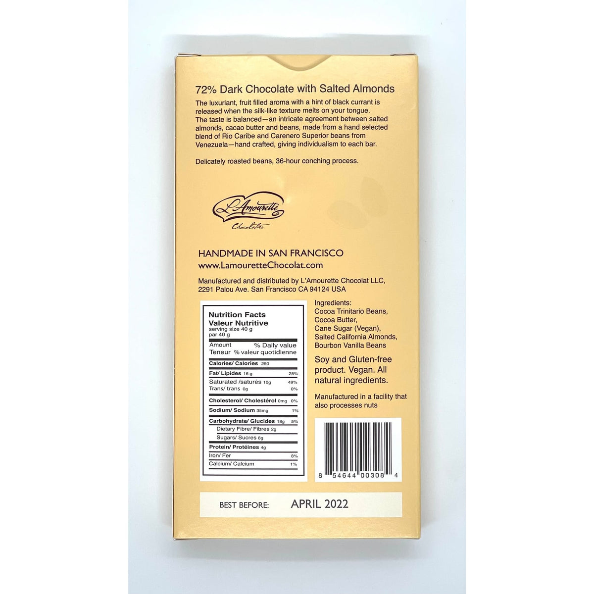 72% Dark Chocolate with Salted Almonds 854644003084