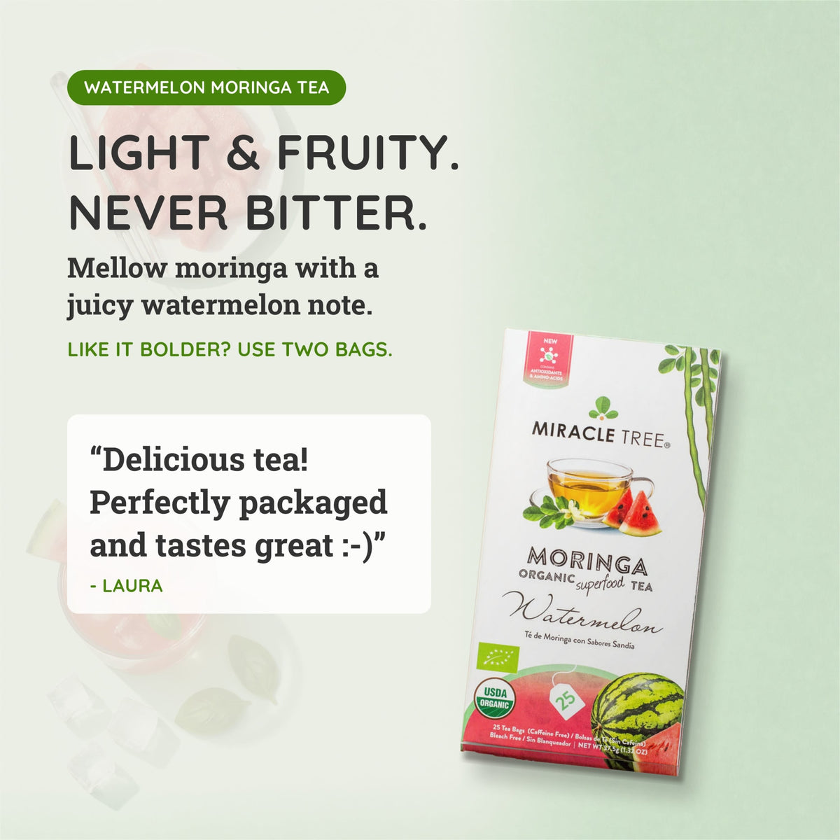 Organic Moringa Herbal Tea, 25Ct MT-WTM-25