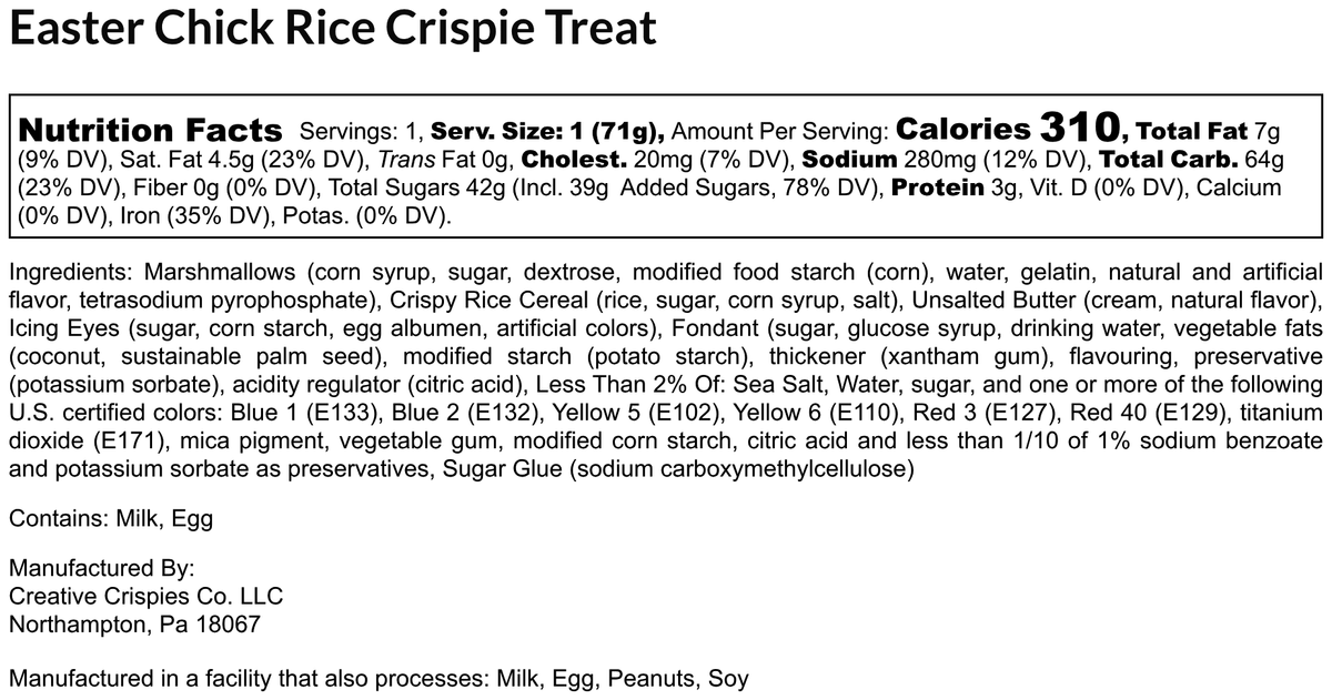Easter Chick Rice Crispie Treats 00850016272171