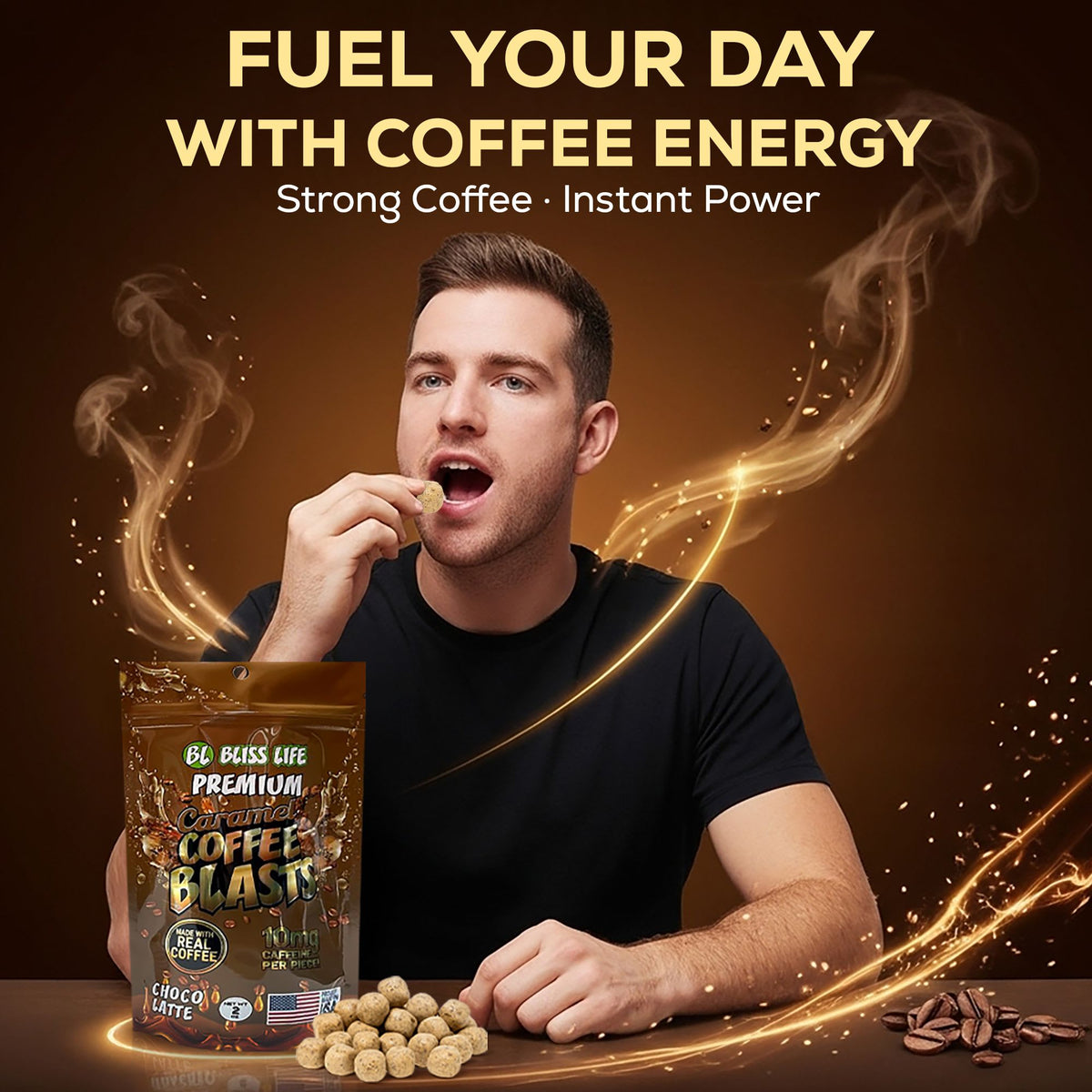 Caramel Coffee Blasts - Made with REAL Coffee - 10mg per piece 20ctchocolatte