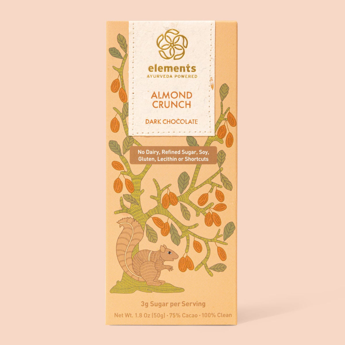 Elements Truffles Bars - Almond Crunch 75% Dark Chocolate