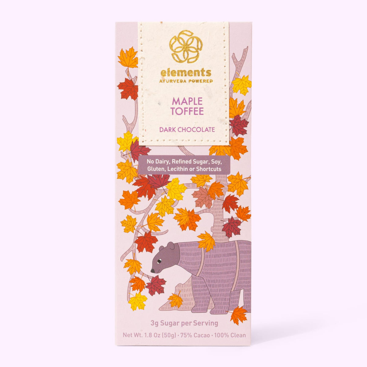 Elements Truffles Bars - Maple Toffee 75% Dark Chocolate