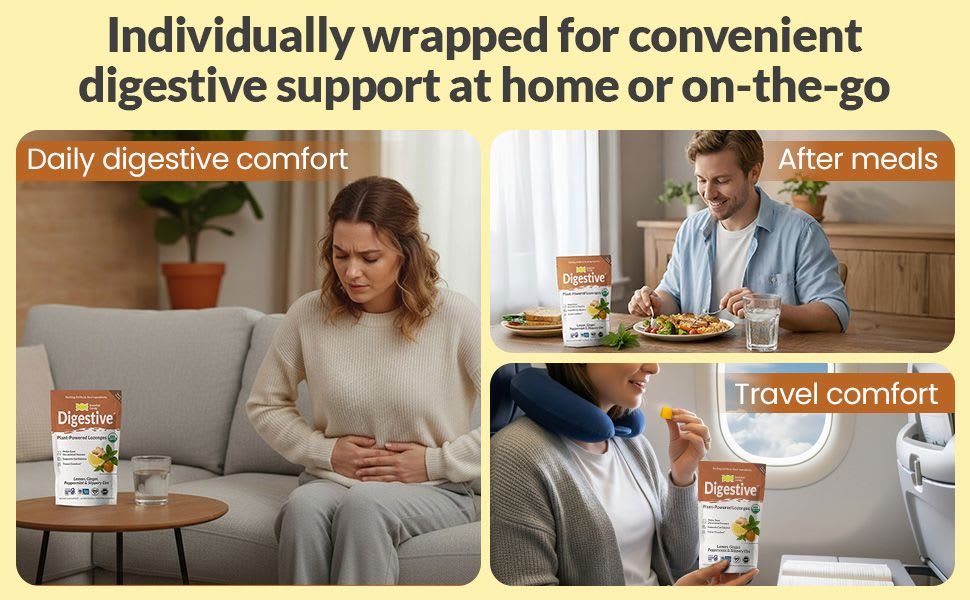 Digestive Organic Botanical Lozenges – Supports Nausea Support, Travel Sickness – Lemon, Ginger, Peppermint, Slippery Elm – Gluten-Free, Non-GMO, Vegan* ECSBD003 - 4