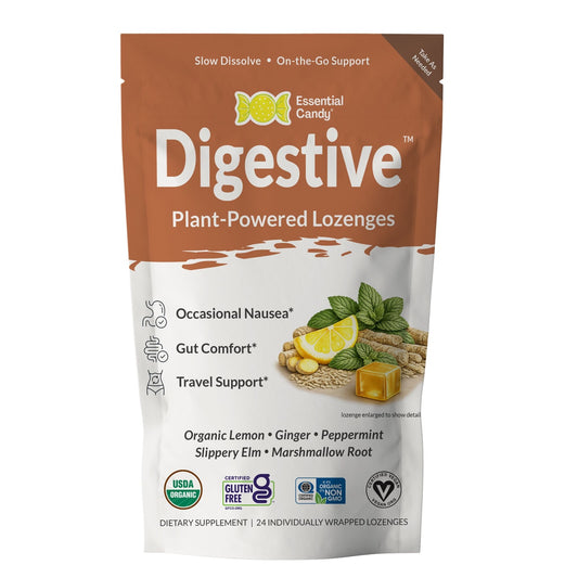 Essential Candy Digestive Organic Botanical Lozenges – Supports Nausea Support, Travel