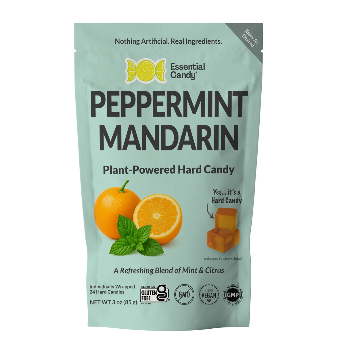 Essential Candy Peppermint Mandarin Better-for-You Hard Candy – Cool & Citrusy – Organ